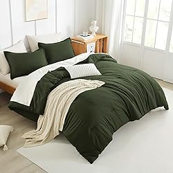 Litanika Dark Olive Green Comforter Set Full, 3