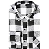 DOKKIA Men's Casual Dress Long Sleeve Buffalo Plaid Checkered Fitted Flannel Shirt