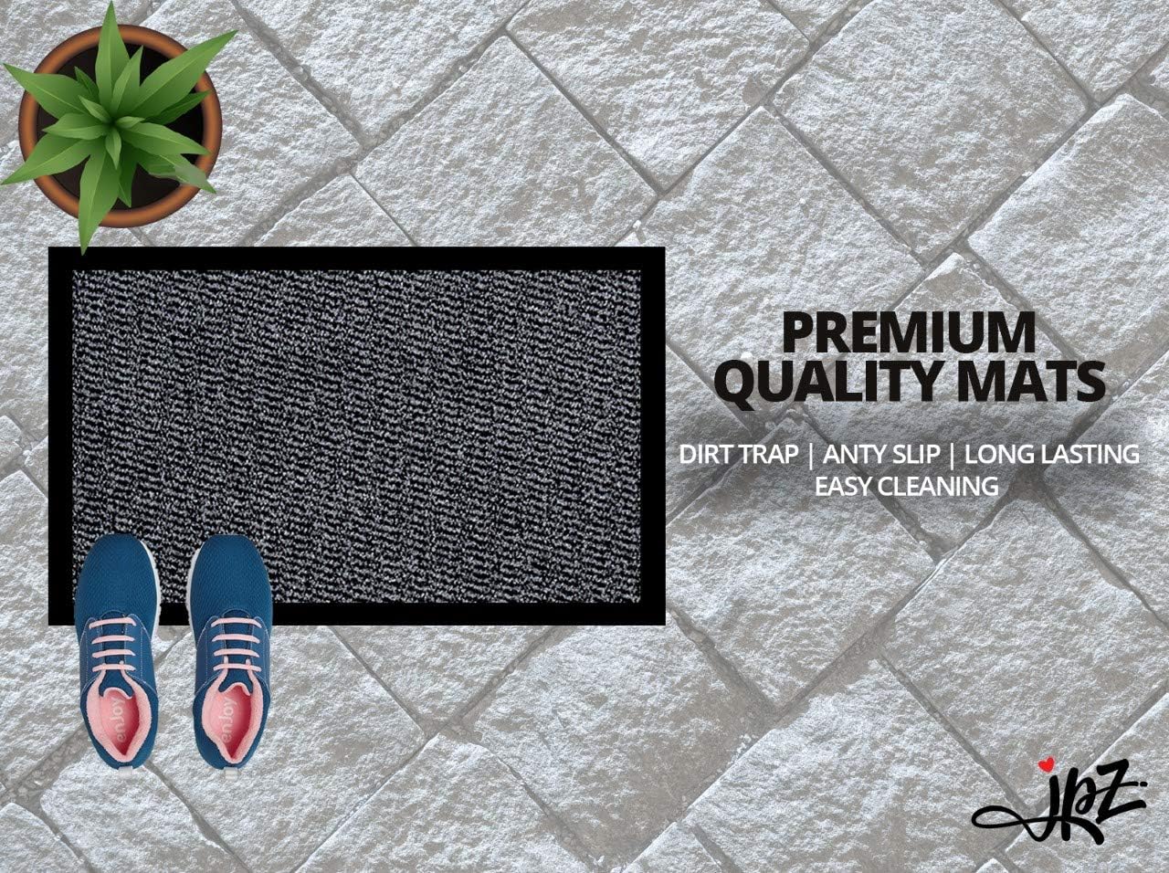 JKZ RUG AND DOORMATS Door Mat Heavy Duty Non Slip Outdoor Indoor Door Mat Rubber Door Floor Mats Kitchen Mats Dirt Trapper Barrier Mats Washable Entrance Mats (Grey - Image 4