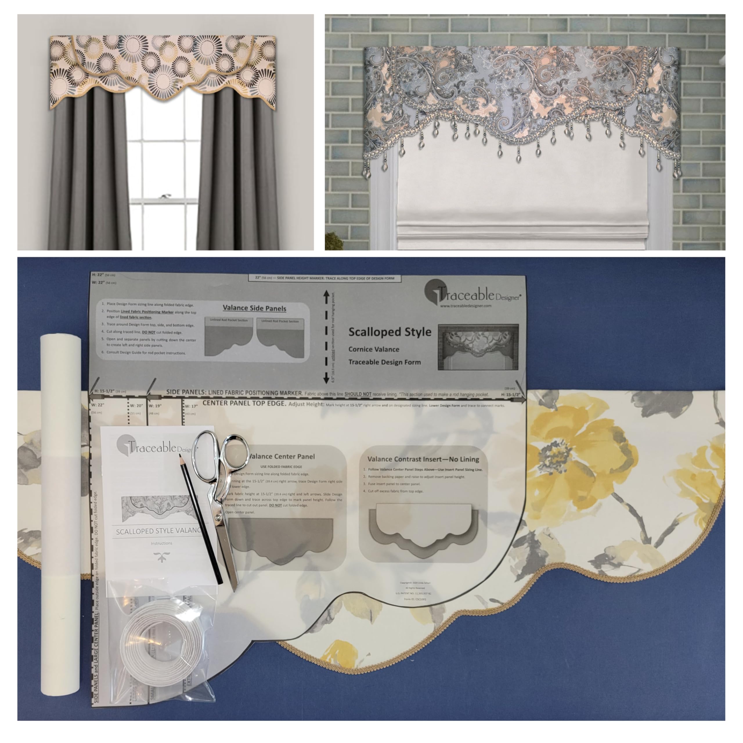 Traceable Designer Scalloped Window Valance, Sewing