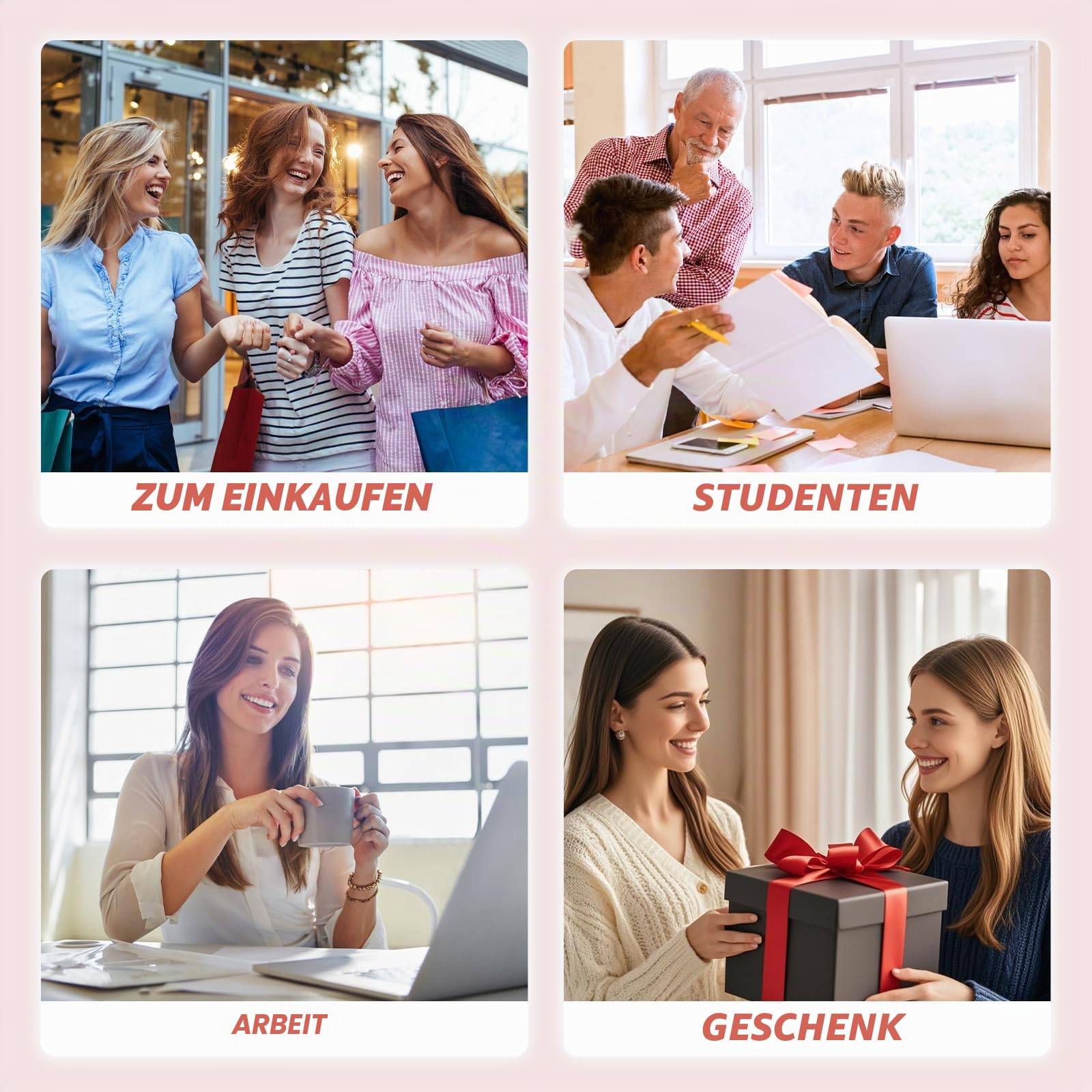 GOLF SUPAGS 15 Zoll Laptop Umhängetasche, Computer Tragetasche für Damen, Stilvolle Handtasche für Arbeit und Reisen (Rosa Grau) 7