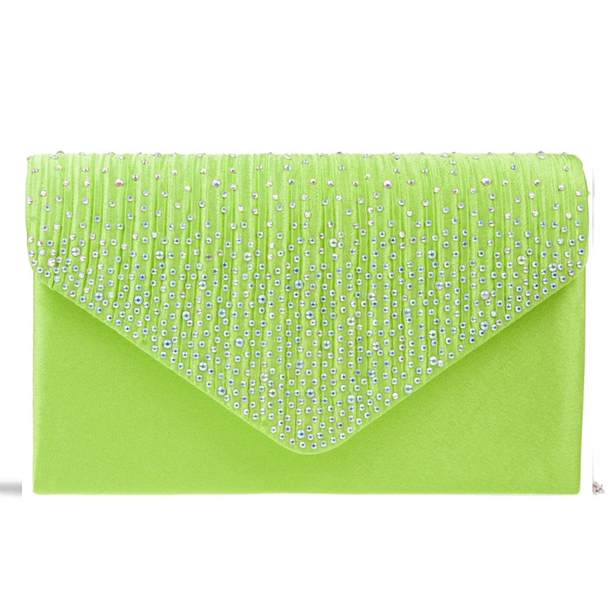 fi9® LADIES DIAMANTE BLING PARTY PROM BRIDAL EVENING CLUTCH HAND BAG PURSE HANDBAG (Lime Green)