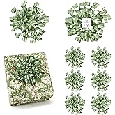 LiBongTa 5'' Sage Green Bows Curly Ribbon Bows for Gift Wrapping, Satin Bows with Double-Sided Tape, Self Adhesive Bows for Party, Wedding, Birthday Decor, Premade Bows for Crafts, Wine Glasses-8 PCs