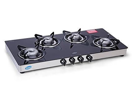 GLEN GL1044 Glass Gas Stove 4 Burner Cooktop Aluminium Alloy Burners