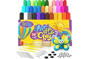 FlyFlag Air Dry Clay Kit - 36 Colors, Soft & Ultra Light, Modeling Clay for Kids with Accessories, Tools and Tutorials