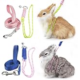 GAGILAND Ferret Harness and Leash Figure 8 Harness with Reflective Strap and Bell for Ferrets, Rabbits, Bearded Dragon, Guinea Pig, Chinchilla and Hamster Small Animal Harness (Blue+Pink)