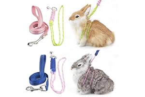 GAGILAND 2pcs Figure 8 Harness and Leash with Reflective Strap and Bell for Ferrets, Rabbits, Bearded Dragon, Guinea Pig, Chi