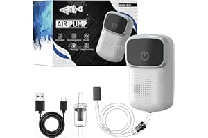 FISHERNOMICS Ultra Quiet Portable Aquarium Air Pump for Fish Tank with Accessories, Rechargeable Battery Powered Bait Aerator Pump with Long Lasting Usage, Outdoor Fishing, Power Outages & Emergency