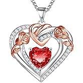 JKK Valentines Day Gifts for Mom - S925 Sterling Silver 12 Month Birthstone Necklaces Valentine's Day Mothers Day Birthday Christmas Gifts for Women Wift Mom
