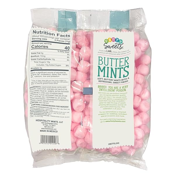 PARTY SWEETS PINK BUTTERMINTS, 2.5 POUND, APPX. 350 PIECES FROM HOSPITALITY MINTS