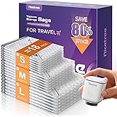 Nicetree 18-Pack Vacuum Seal Bags with Rechargeable Wireless Pump | 3 Sizes (20/24/28 Inch) Travel Vacuum Storage Bags for Clothing, Bedding & Seasonal Storage | Space Saver for Luggage