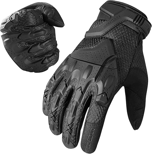 Black Rubber Gloves AXBXCX Tactical Motorcycle Gloves - Touch Screen Full Finger Riding Gloves Black Gloves Men - View #3