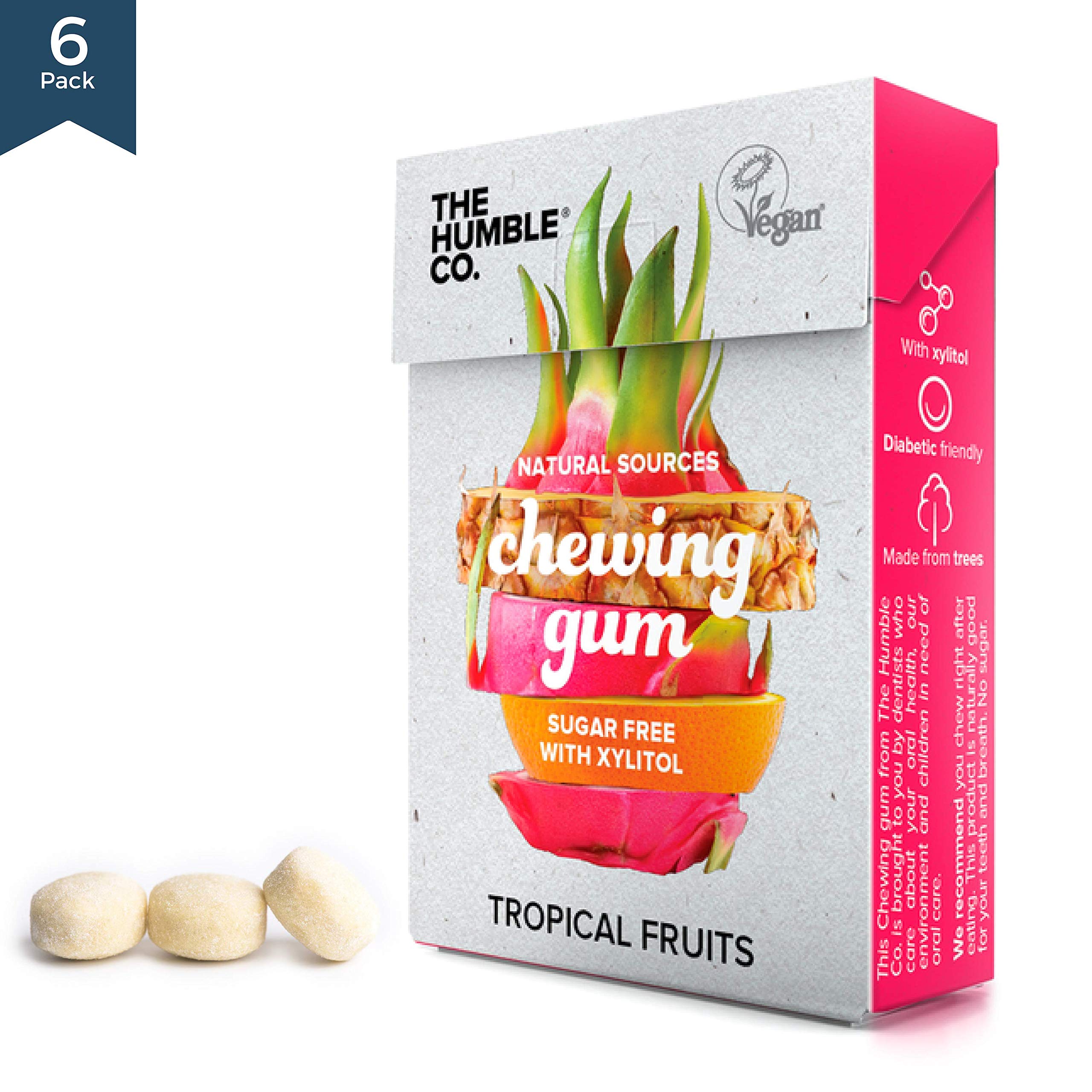 Natural Chewing Bubble Gum (6pk) Organic, Vegan, Sugar