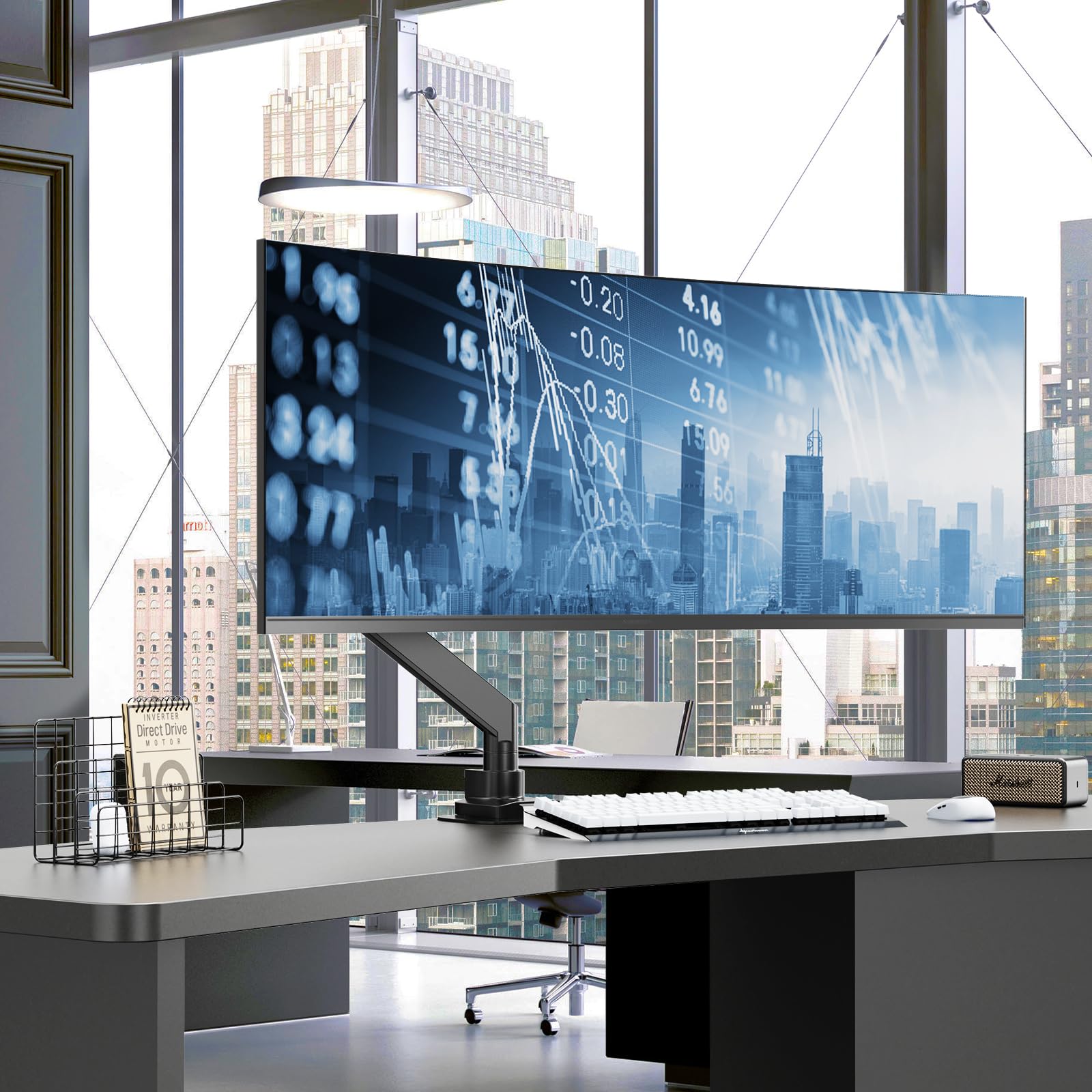 PUTORSEN 17-57 Zoll Monitor Halterung 1 Monitor, für Fernseher & Monitor bis 27 kg, Premium Aluminium Monitor Tischhalterung mit Gasfeder, Verstärkungsplatte, VESA Max bis 200x200 8