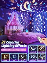One Fire Star Projector Night Light Unicorn Baby Sensory Gift 15 Films 10 White view 4