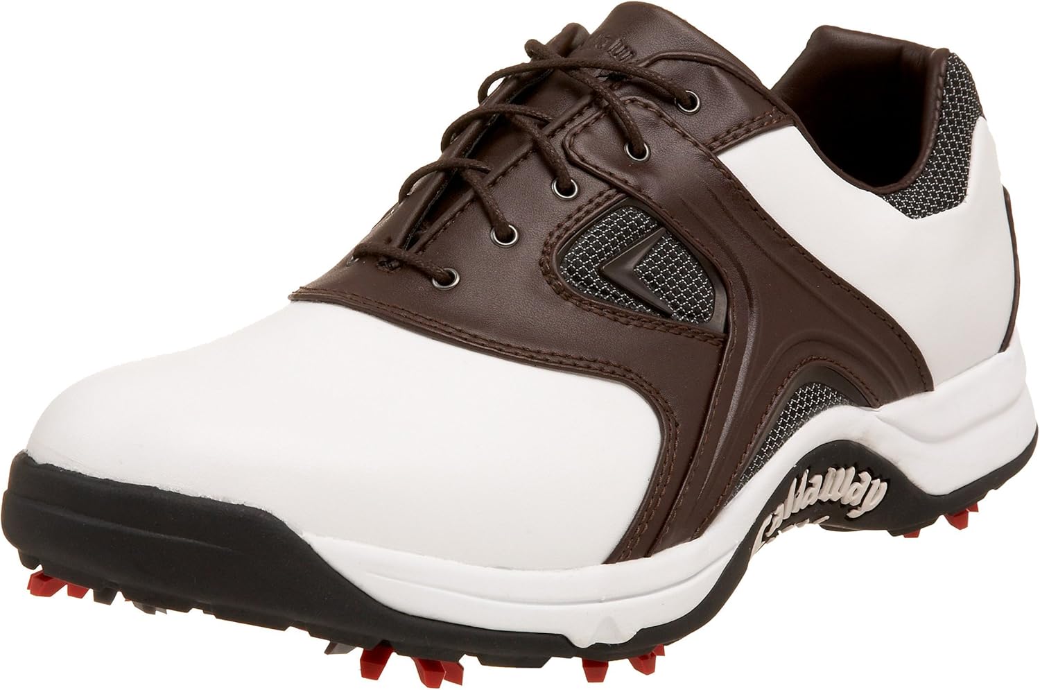 mens black and white saddle golf shoes