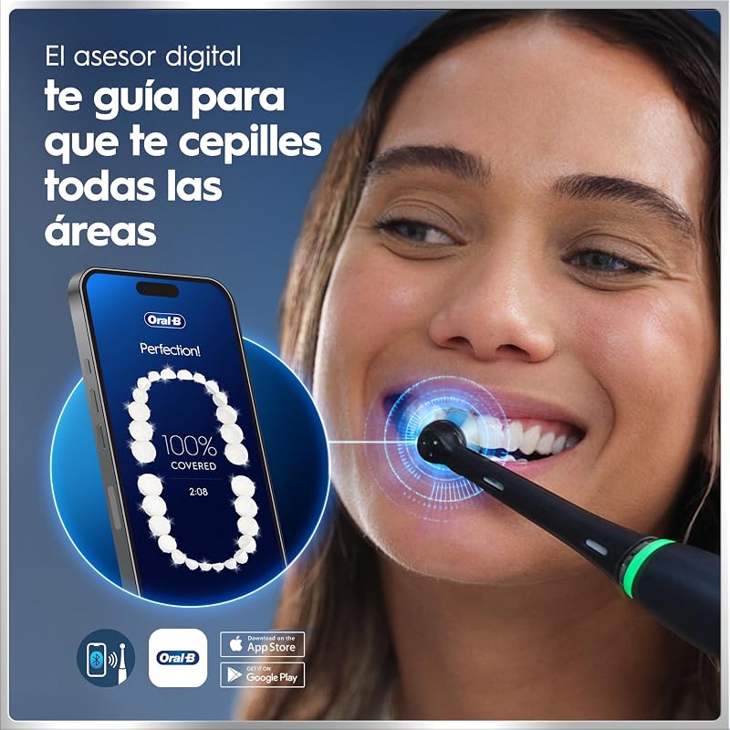 Oral-b io 6 oral-b io 6n escova de dentes elétrica preta, com 2 cabeças e 1 estojo de viagem, projetada pela braun, projetada pela braun