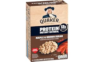 Quaker Protein Instant Oatmeal, Maple Brown Sugar, 12g Protein per Serving, Whole Grains, No Artificial Flavors, No Added Colors, 2.11 oz Packets, (6 Pack)