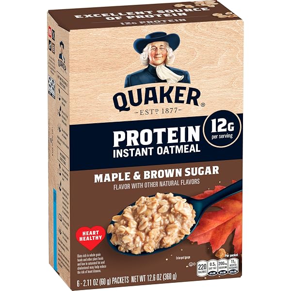 QUAKER PROTEIN INSTANT OATMEAL, MAPLE BROWN SUGAR, 12G...