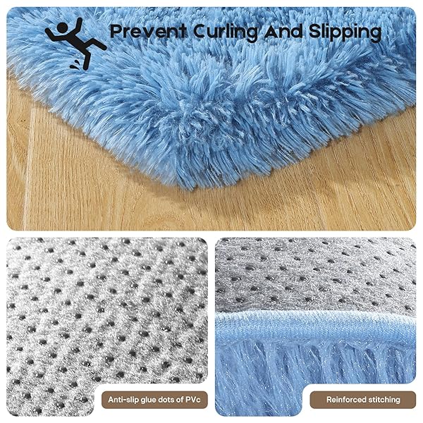 MHYUP BLUE AREA RUGS 9X12 LIVING ROOM BEDROOM, FLUFFY LARGE RUG SOFT SHAG NON-SLIP CARPET FOR KIDS BOYS AND GIRLS ROOM DORM HOME DECOR (9FT X 12FT)