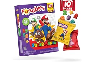 Funables Fruit Snacks, Super Mario Shaped Fruit Flavored School Snacks, Pack of 10 0.8 ounce Pouches