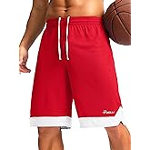 Pudolla Men's Basketball Shorts with Zipper Pockets 11" Long Gym Athletic Shorts for Men Lightweight Quick Dry