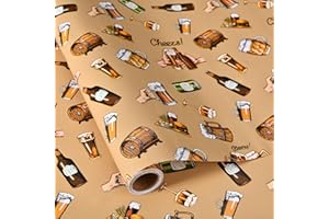Titiweet Beer Wrapping Paper Roll - Mini Roll 17 Inches X 16.4 Feet, Funny Wrapping Paper for Men, Manly Gift Wrap for Birthday Christmas Holiday(Beer)
