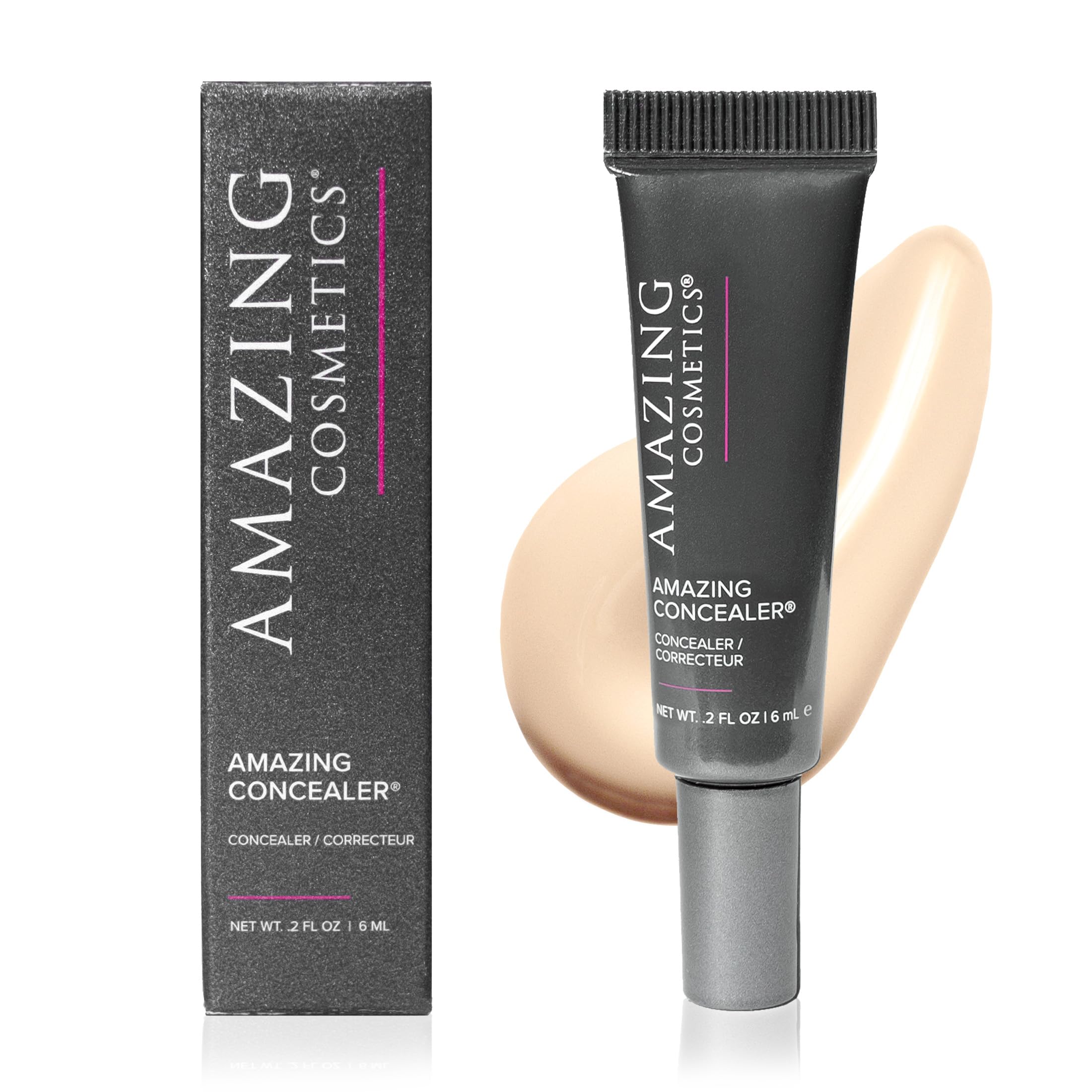 AmazingCosmetics AMAZINGCONCEALER, full coverage long wear concealer makeup for undereye dark circles, acne, blemishes and spots, color correcting shades, melts into skin for most natural finish