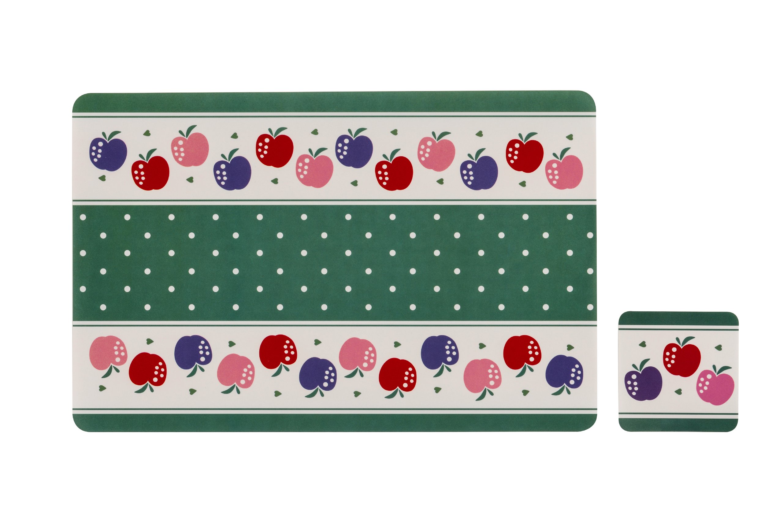 Premier Housewares 1203562 Placemats and Coasters, Vinyl, Multi-Coloured, Set of 4 - Candy Apple, H3 x W44 x D28cm