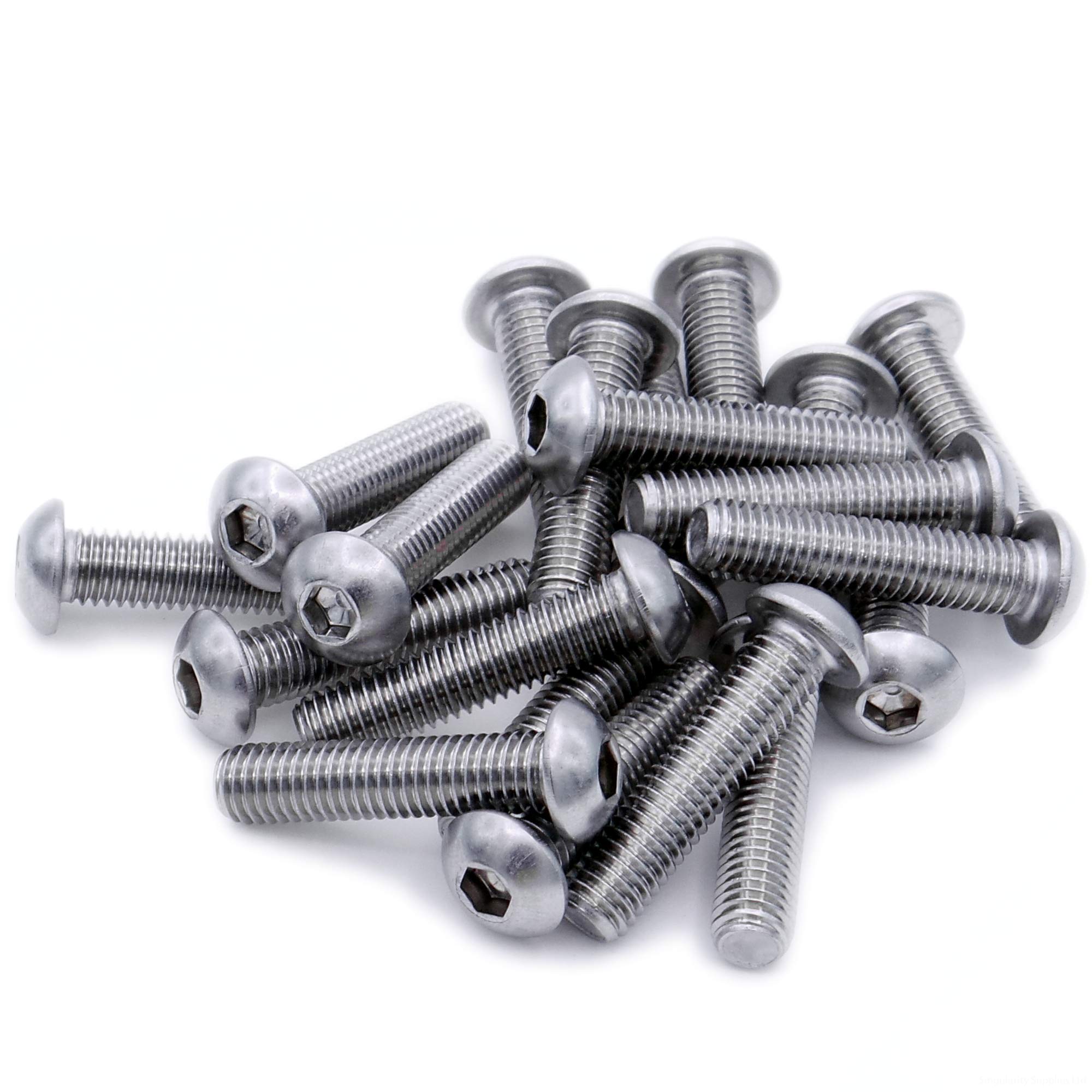M6 (6mm x 14mm) Hex Socket Button Machine Screw (Bolt) - Stainless Steel (A2) (Pack of 20)