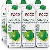FOCO UHT Organic Coconut Water 33.8 Fl Oz, Pack of 6, NON-GMO, Never from Concentrate