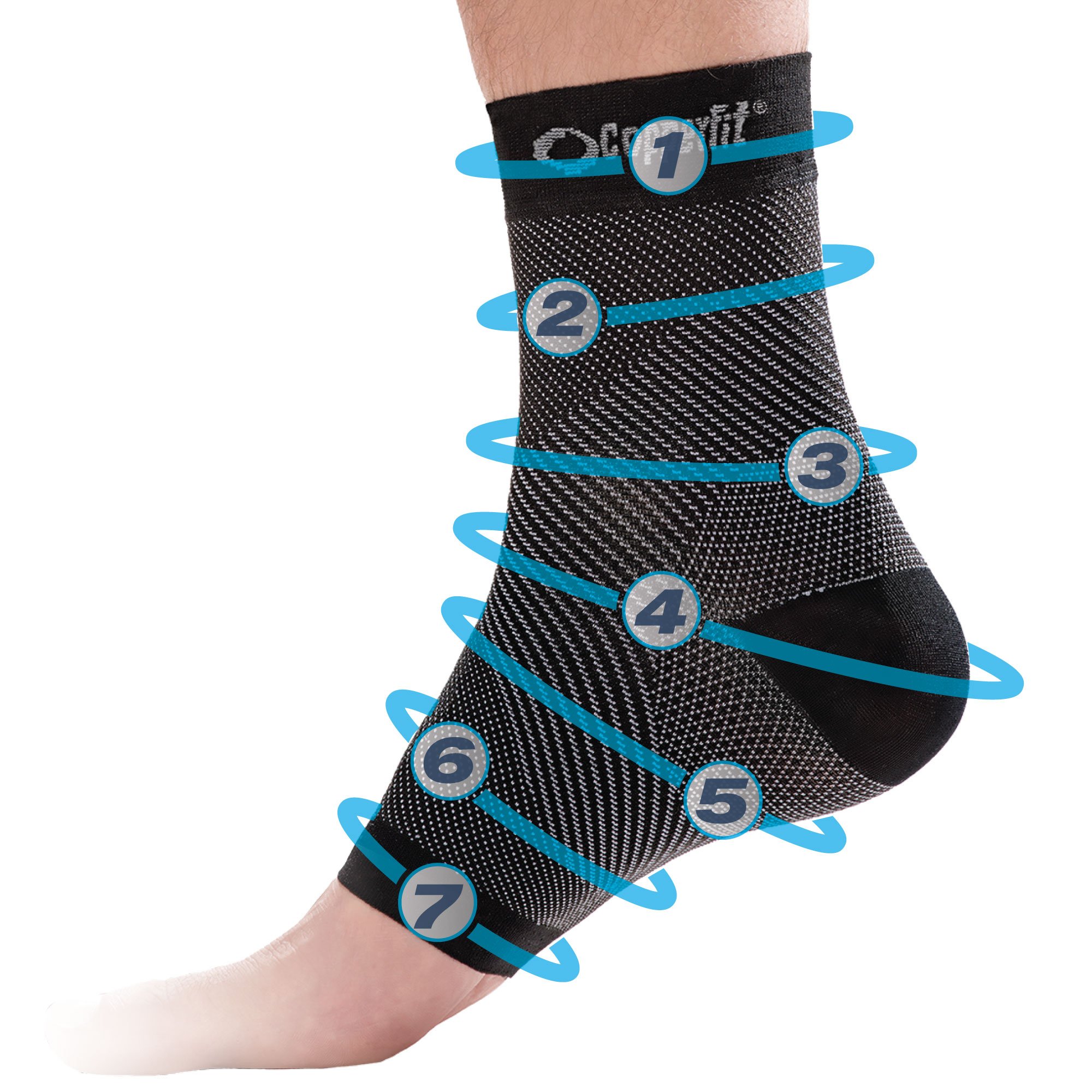 Copper Fit UnisexAdults Foot Relief Compression Ankle Sleeve, Black