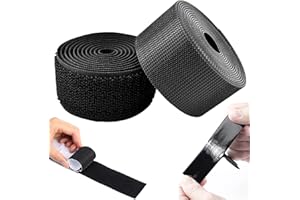 2 Inch 16.4 Feet Self-Adhesive Hook and Loop Strips Tape Roll, GuangTouL Black Heavy Double Sided Sticky Duty Strips Industri