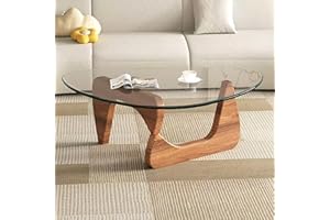 LZYFY Modern Glass Coffee Table for Living Room, Small mid Century Coffee Table, Stylish Coffee Tables Suitable for Bedroom Living Room Reception Office Tables（Walnut/Transparent，Small）