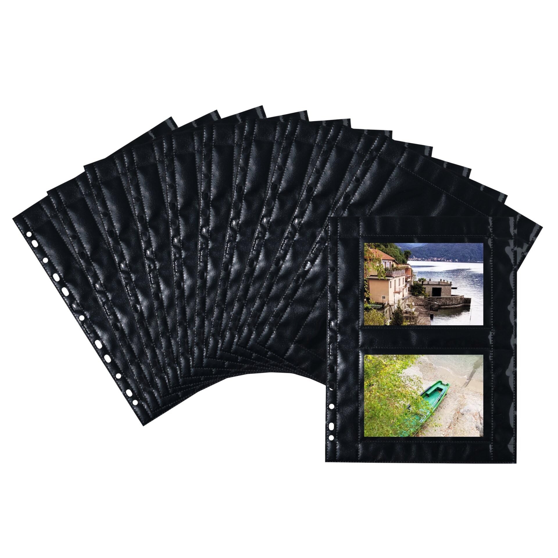 HERMA Photo Pockets for Ring Binder Albums, Acid Free, 15 x 10 cm / 6 x 4 inch Landscape Format, 40 Pockets, Black