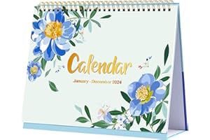 CHOPET Desk Calendar 2024 - Standing Flip 2024 Desktop Calendar with Thick Paper, Jan. 2024 - Dec 2024, 10" x 8.3", Memo Pages, Stand up Desk Calendar with Strong Twin-Wire Binding & Blank Blocks