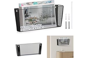 MSHUNKEJI Legal Size Wall Amount Pocket File Holder Metal Mesh Hanging Wall File Organizer Black Single File Pocket Wall Moun
