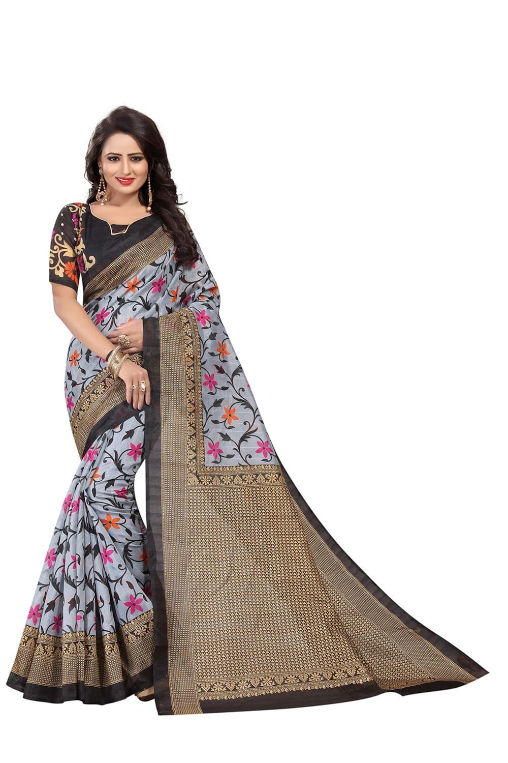 indoprimo cotton silk saree with blouse piece