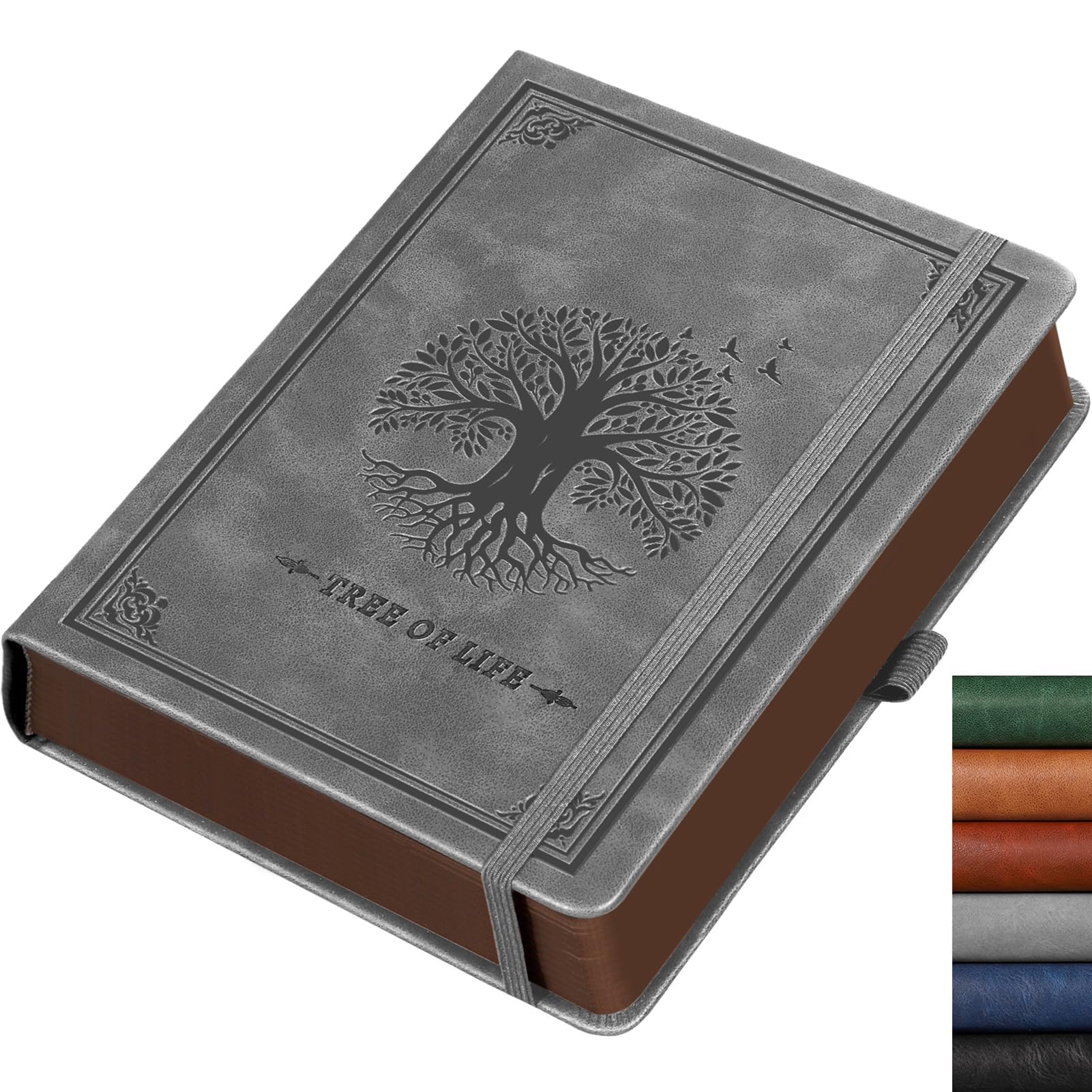 RETTACY Large B5 Leather Journal, Hardback Lined Notebook, With 320 Numbered Pages for Writing,100gsm Paper, for Women Men Work Office School,19 x 25 cm - Gray