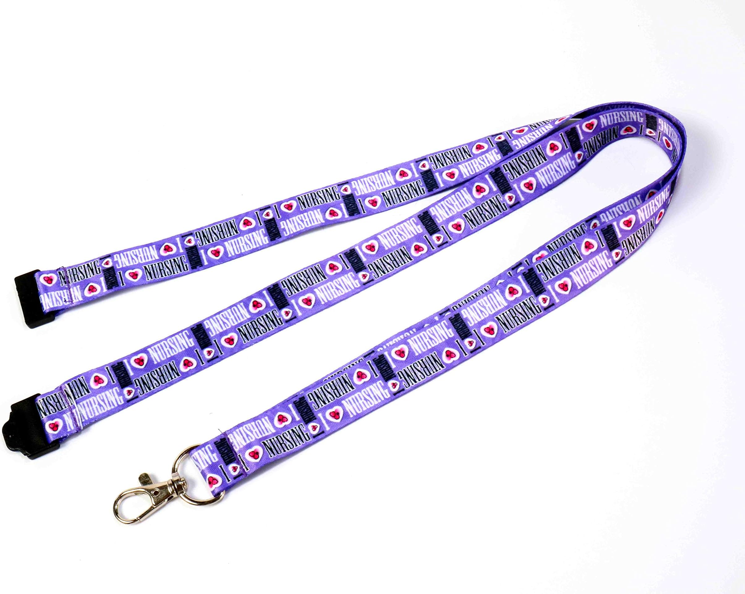 TheMunCo - I Love Nursing Lanyard Keychain w/Safety Breakaway & Clasp - Nurse Badge Holder - ID Lanyard for Keys USB Whistle - ID Holder Keychain for Women Men - Nursing Gift (1 Nurse Lanyard)