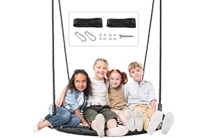 SUPER DEAL Largest 48" Spider Web Swing Set 700lbs Extra Large Platform Net Swing 71inch Adjustable Hanging Ropes - Attaches to Trees or Existing Swing Frame for Multiple Kids or Adult