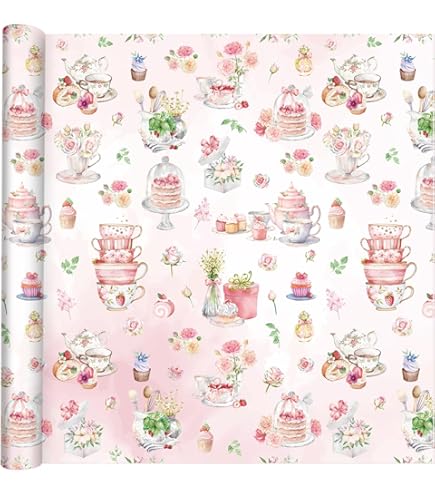 WRAPAHOLIC Pink Butterfly Wrapping YPF5 Paper Roll - Mini Roll - 17