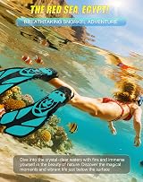Lealinga Snorkel Fins Open Heel Adjustable Travel Flippers for Adults Men Women view 7