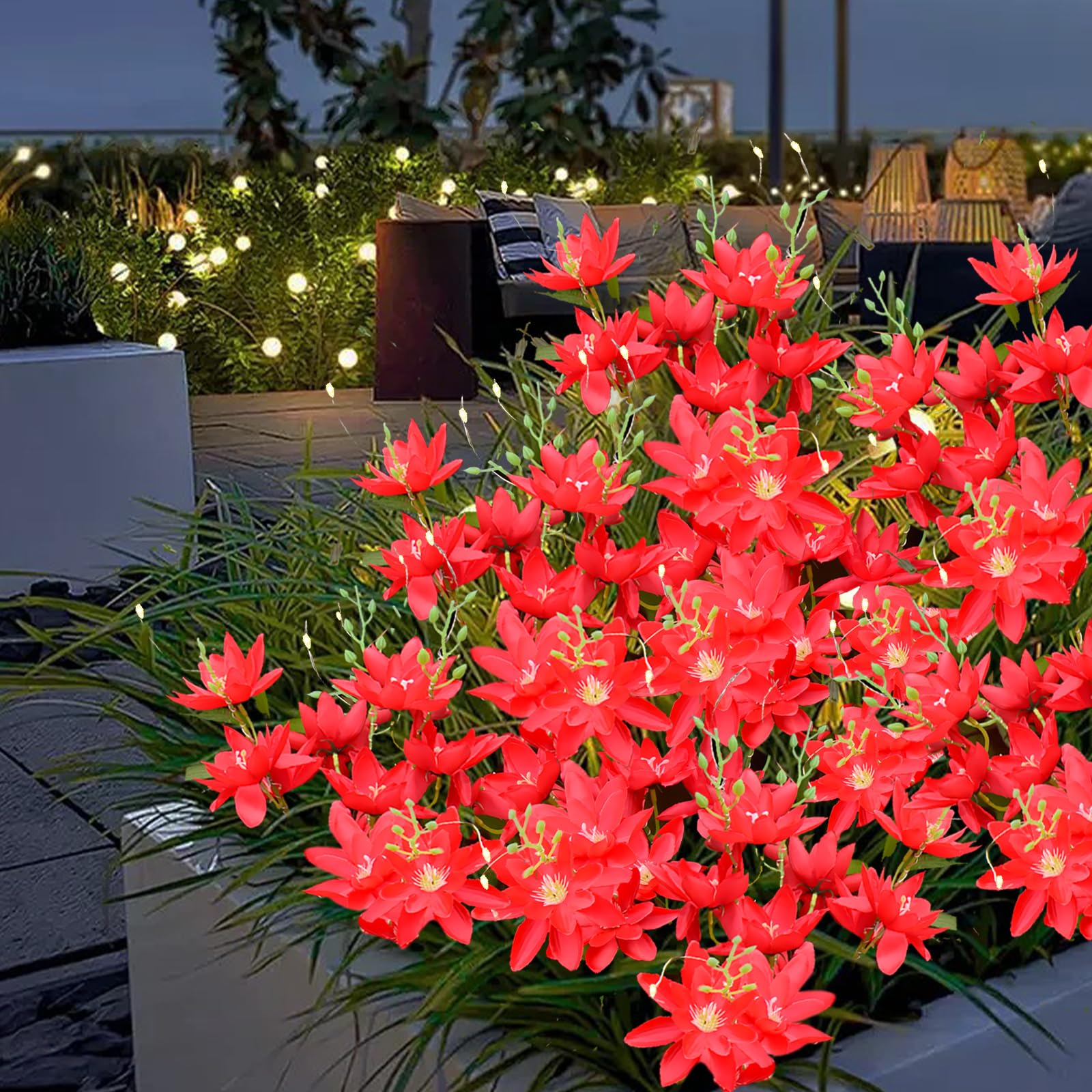 Solar Flower Lights Outdoor,2 Pack Solar Garden Lights with 40 Flowers-Symbolizing Hope and Purity, Solar Powered Flower Lights Outdoor Waterproof- Outside Light for Yard,Patio,Garden Decoration