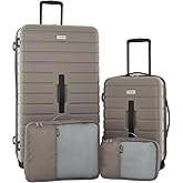 Wrangler Tall Trunk Luggage 4 Piece Set, Desert Taupe