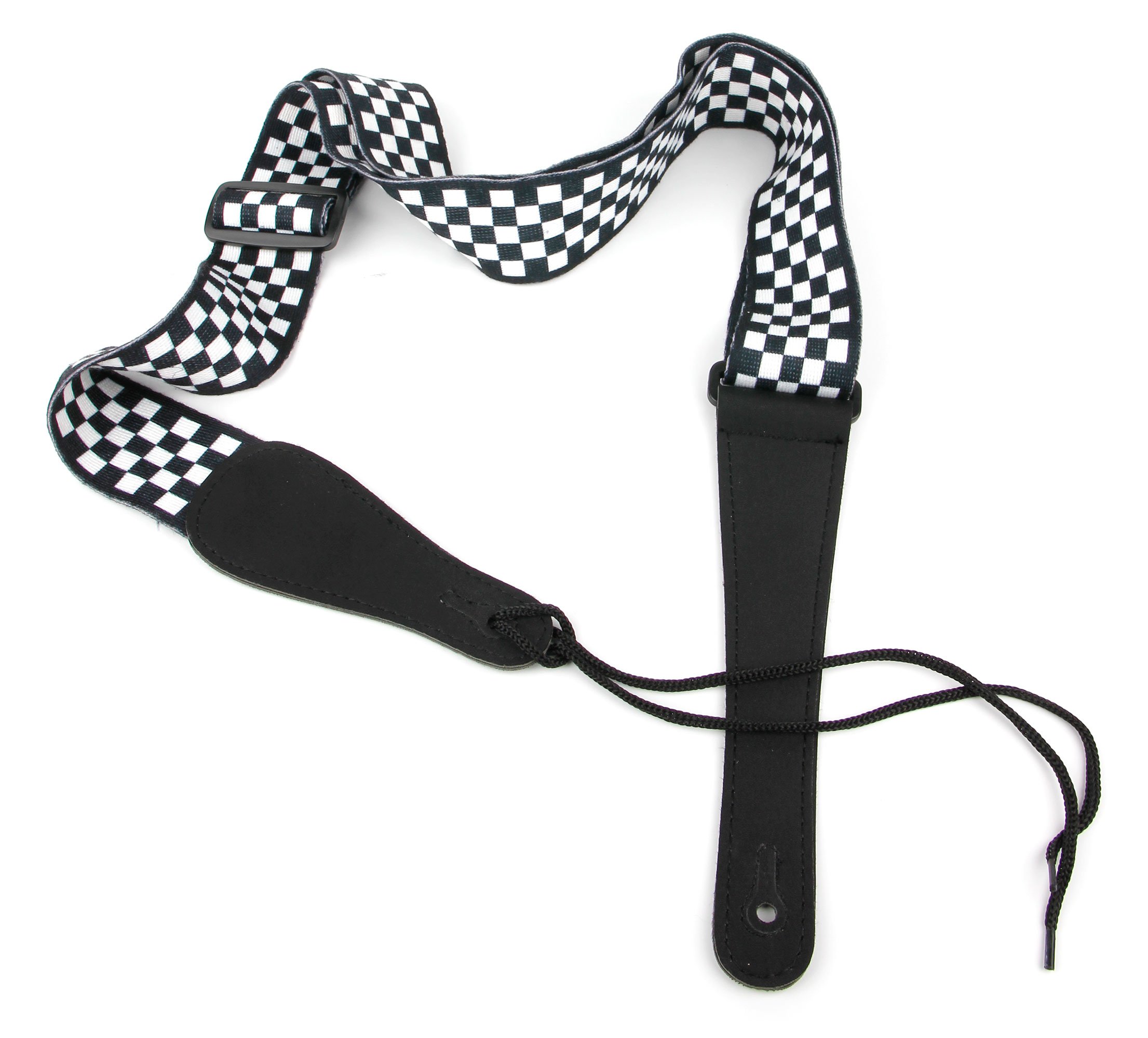 Bray Premium Universal Black And White Checked Guitar Strap With Reinforced Ends - Perfect For Any Acoustic, Electric, Bass And Classical Guitar
