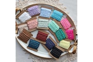 PEACHCOR 10mm/0.4" Elastic Stretchy Lace Trim, Mini Lace Trim, in 23 Colors, Pleated Lace Trim, Perfect for Doll Clothes, Sewing Craft Supply (2 Yards)