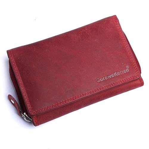 Curewe Kerien RFID Protected Genuine Leather Wallets for Women | Wallets for Women Small and Compact | Handmade Ladies Wallet with 11 Card 1 Photo ID 2 Currency and 1 Zipper Pocket
