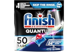 Finish - Quantum with Activblu Technology - 50ct - Dishwasher Detergent - Powerball - Ultimate Clean and Shine - Dishwashing Tablets - Dish Tabs-(Packaging May Vary)