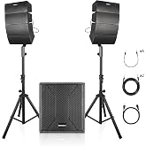 MELLTIMBRO Stage 15 5000W Portable PA System &ndash; Dual 15" Subwoofers &amp; 8X Line Array Speakers with Bluetooth Display, TWS Stereo, USB/SD, Remote &amp; Advanced DSP Mixer for DJ, Party, Church, Wedding